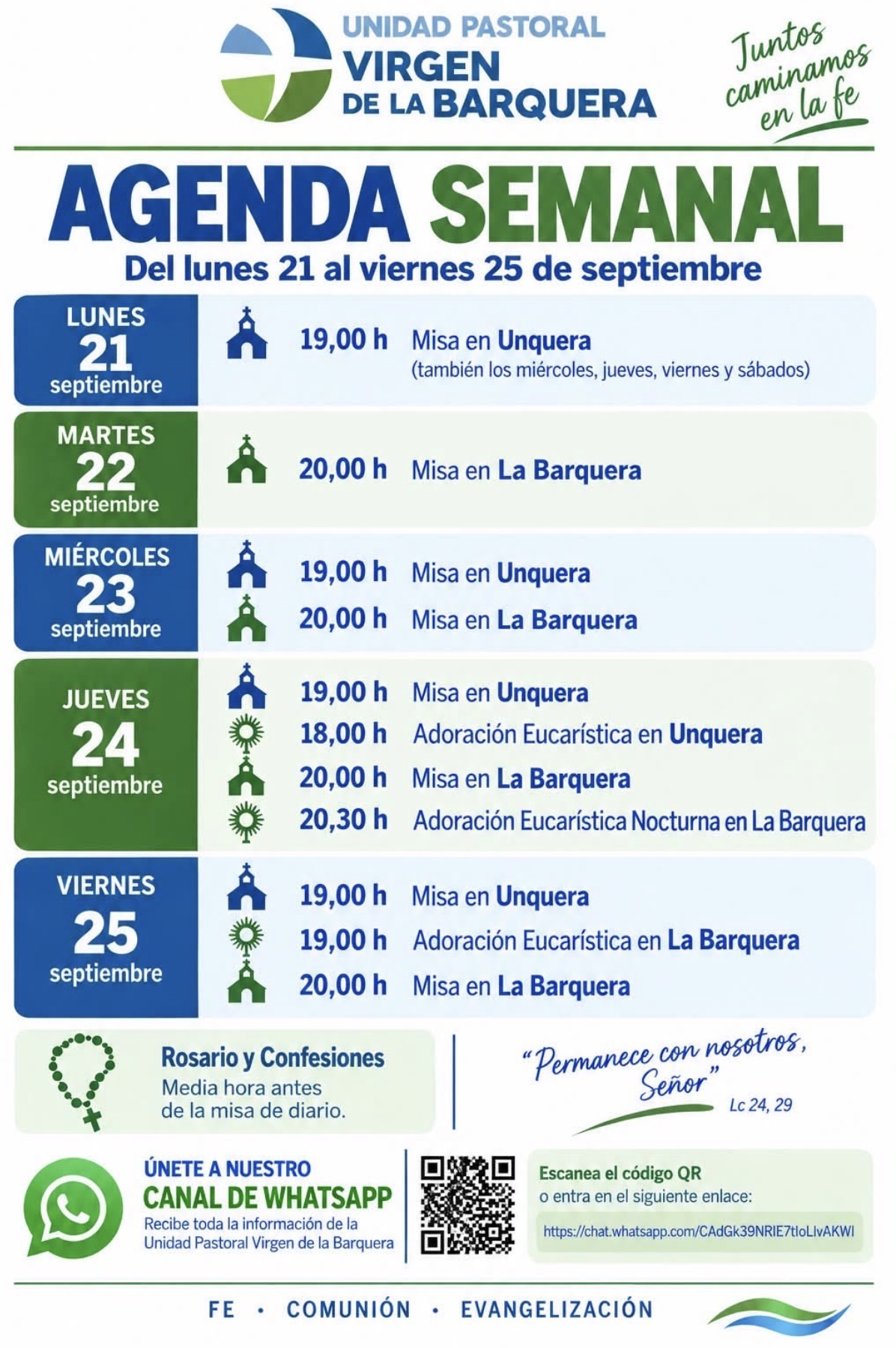 En este momento estás viendo Agenda semanal -Del lunes 21 al viernes 25 de septiembre