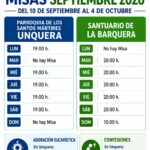 Horarios misas diarias- del 10 de septiembre al 4 de octubre