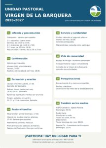 Lee más sobre el artículo Grupos y actividades de la Unidad Pastoral Virgen de la Barquera – Curso 2026-2027