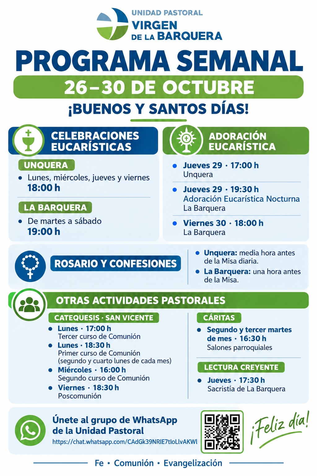 Programa semanal del 26 al 30 de octubre
